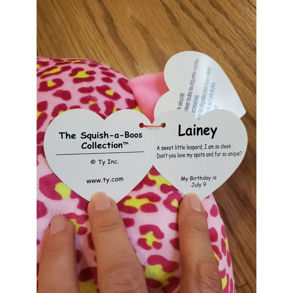 Super Soft TY Squish a Boos 2021 LAINEY Pink Leopard Cushion Pillow 12” Clean